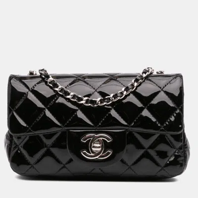 Pre-owned Chanel Black Extra Mini Rectangular Classic Patent Single Flap Bag