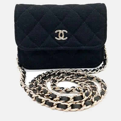 Pre-owned Chanel Black Fabric Mini Chain Crossbody Bag