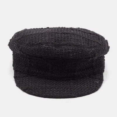 Pre-owned Chanel Black Fantasy Tweed Cap M