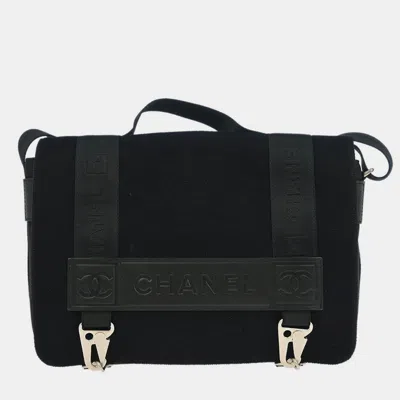 Pre-owned Chanel Black Felt Nylon Sport Line 2way Handbag