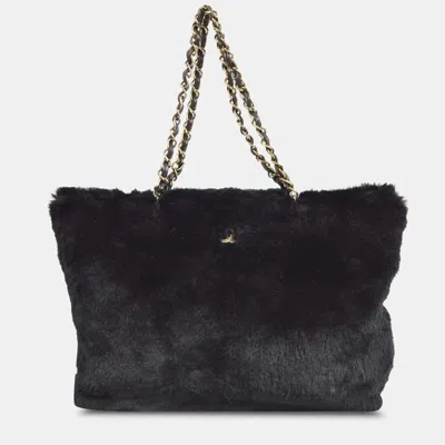 Pre-owned Chanel Black Fur Chain Tote Handbag