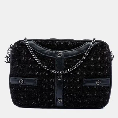 Pre-owned Chanel Black Girl Jacket Clutch On Chain One Size Tweed Lambskin Crossbody Bag