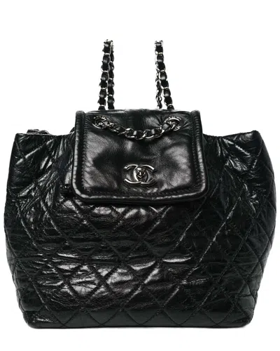 Pre-owned Chanel Black Glazed Calfskin Leather Quilted Beijing Backpack (authentic Pre-  Loved)