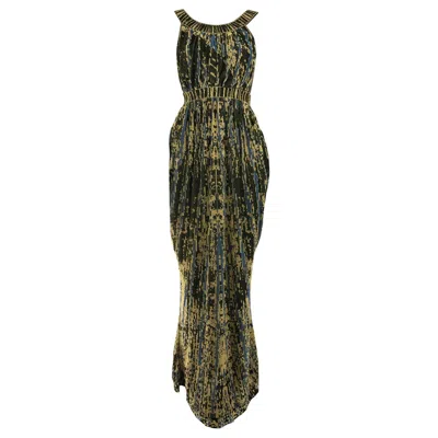 Pre-owned Chanel Black, Gold And Royal Blue Lurex Dress
