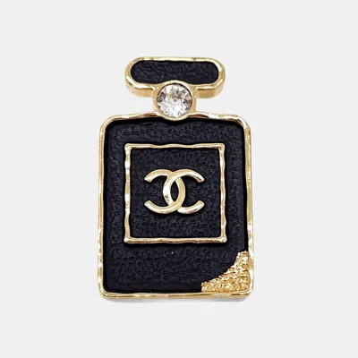 Pre-owned Chanel Black Gold Plated Brooch