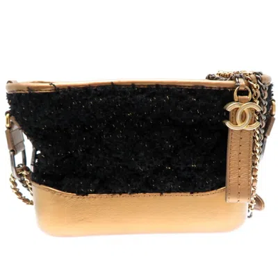 Pre-owned Chanel Black Gold Tweed Shoulder Bag () In Black, Gold