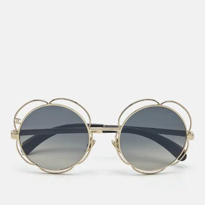 Pre-owned Chanel Black Gradient 71573 Camellia Round Sunglasses