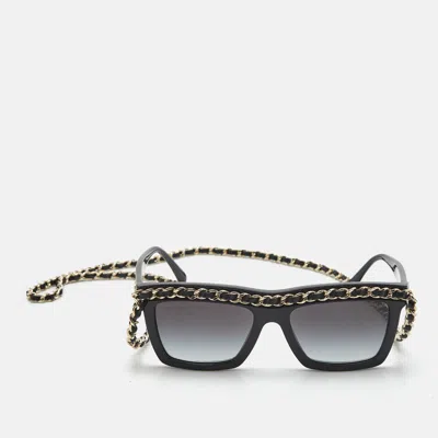 Pre-owned Chanel Black Gradient 71627 Chain Square Sunglasses
