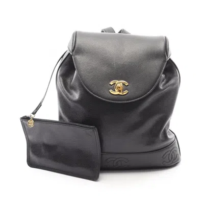 Pre-owned Chanel Black Grained Calfskin Backpack Handbag ()