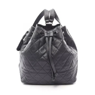 Pre-owned Chanel Black Grained Calfskin Backpack Handbag ()