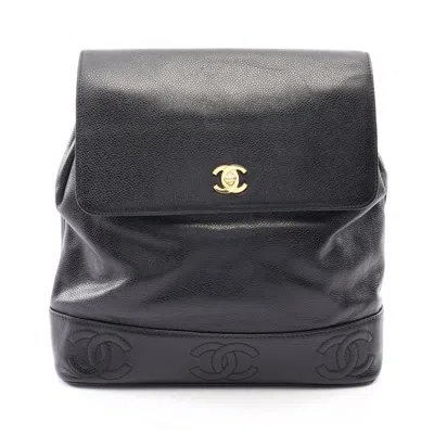 Pre-owned Chanel Black Grained Calfskin Backpack Handbag ()