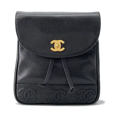 Pre-owned Chanel Black Grained Calfskin Backpack ()
