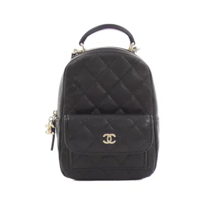 Pre-owned Chanel Black Grained Calfskin Backpack ()