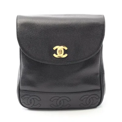 Pre-owned Chanel Black Grained Calfskin Backpack ()