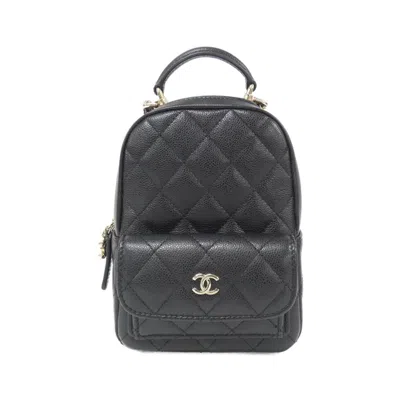 Pre-owned Chanel Black Grained Calfskin Backpack ()