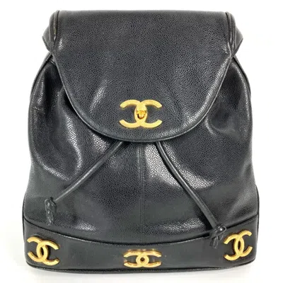 Pre-owned Chanel Black Grained Calfskin Backpack ()