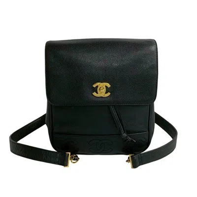 Pre-owned Chanel Black Grained Calfskin Backpack ()