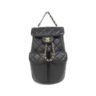 Pre-owned Chanel Black Grained Calfskin Backpack ()