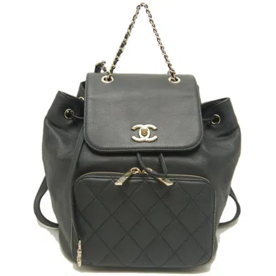 Pre-owned Chanel Black Grained Calfskin Backpack ()