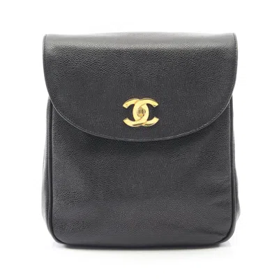 Pre-owned Chanel Black Grained Calfskin Backpack ()