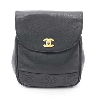 Pre-owned Chanel Black Grained Calfskin Backpack ()