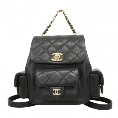 Pre-owned Chanel Black Grained Calfskin Backpack ()