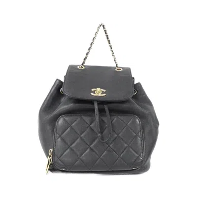 Pre-owned Chanel Black Grained Calfskin Backpack ()