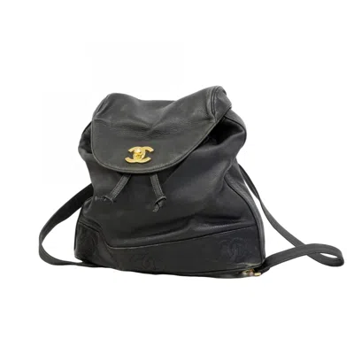 Pre-owned Chanel Black Grained Calfskin Backpack ()