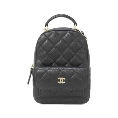 Pre-owned Chanel Black Grained Calfskin Backpack ()