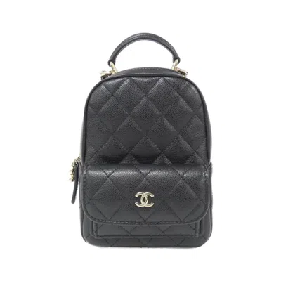 Pre-owned Chanel Black Grained Calfskin Backpack ()