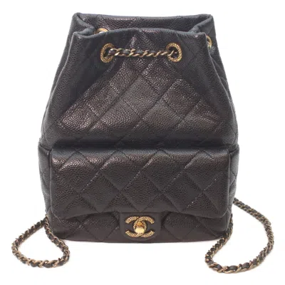 Pre-owned Chanel Black Grained Calfskin Backpack ()