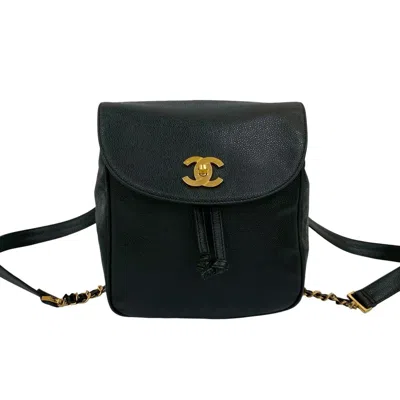 Pre-owned Chanel Black Grained Calfskin Backpack ()