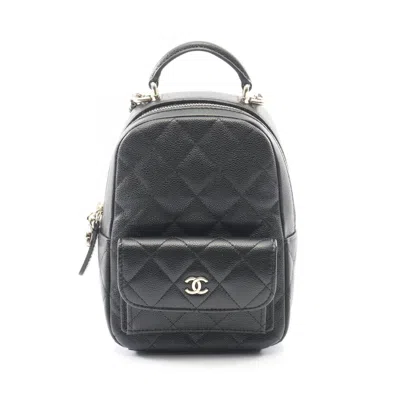 Pre-owned Chanel Black Grained Calfskin Backpack ()