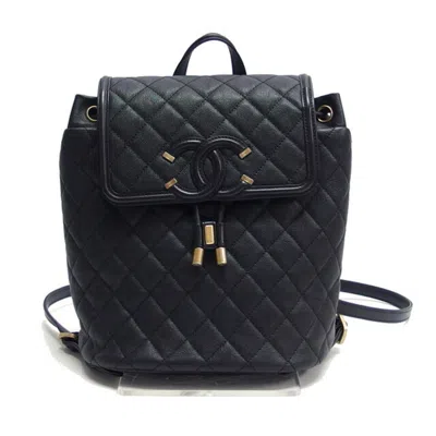 Pre-owned Chanel Black Grained Calfskin Backpack ()