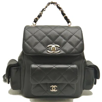 Pre-owned Chanel Black Grained Calfskin Backpack ()
