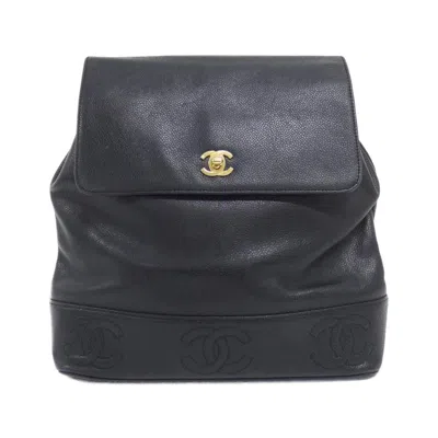 Pre-owned Chanel Black Grained Calfskin Backpack ()