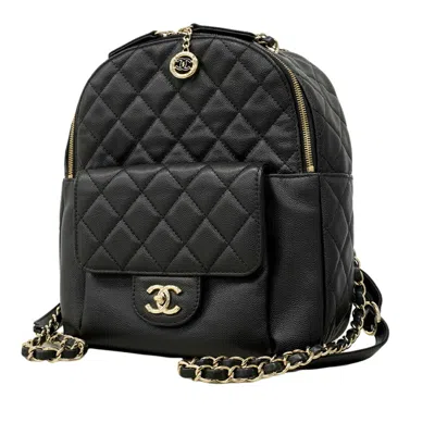 Pre-owned Chanel Black Grained Calfskin Backpack ()