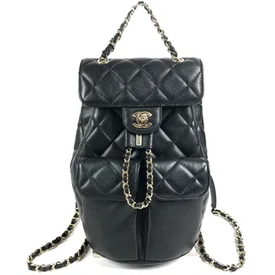 Pre-owned Chanel Black Grained Calfskin Backpack ()