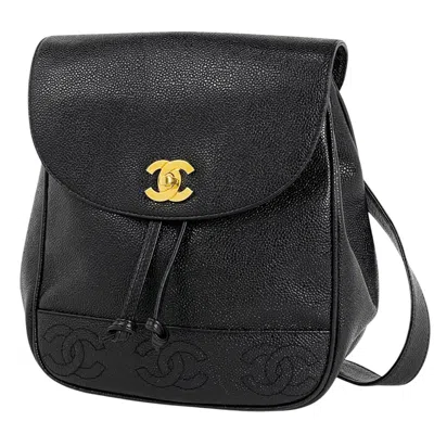Pre-owned Chanel Black Grained Calfskin Backpack ()