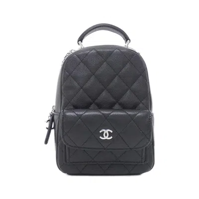 Pre-owned Chanel Black Grained Calfskin Backpack ()