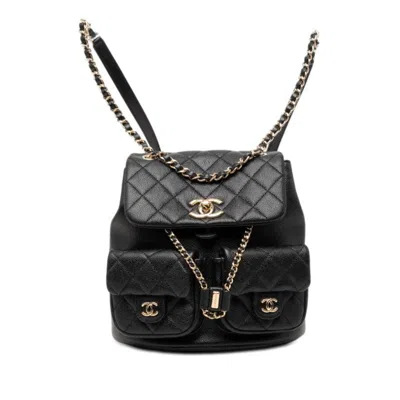 Pre-owned Chanel Black Grained Calfskin Backpack ()