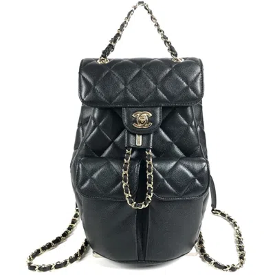 Pre-owned Chanel Black Grained Calfskin Backpack ()