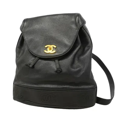 Pre-owned Chanel Black Grained Calfskin Backpack ()