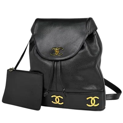 Pre-owned Chanel Black Grained Calfskin Backpack ()