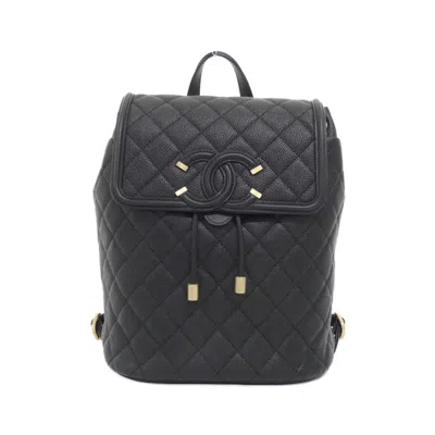 Pre-owned Chanel Black Grained Calfskin Backpack ()