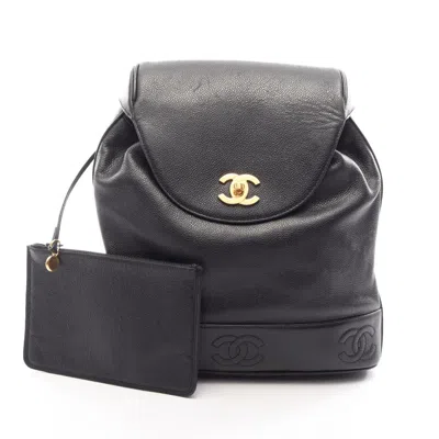 Pre-owned Chanel Black Grained Calfskin Backpack ()
