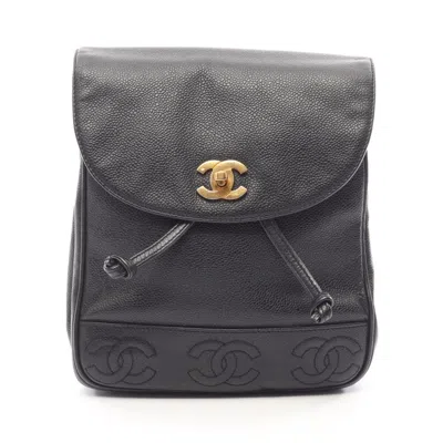 Pre-owned Chanel Black Grained Calfskin Backpack ()