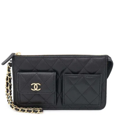 Pre-owned Chanel Black Grained Calfskin Clutch Bag ()