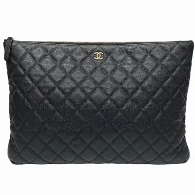 Pre-owned Chanel Black Grained Calfskin Clutch Bag ()