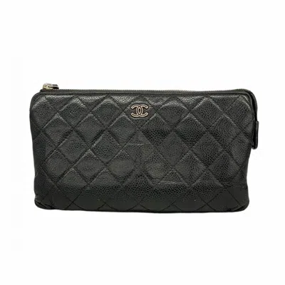 Pre-owned Chanel Black Grained Calfskin Clutch Bag ()